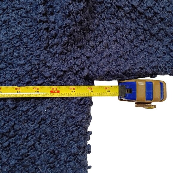 Lucky Brand Women’s M Chunky Knit Wool Alpaca Zip Cardigan Sweater Navy Blue - Picture 9 of 13